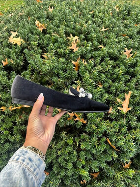 Bellini Black Embellished Pointed-Toe Flats